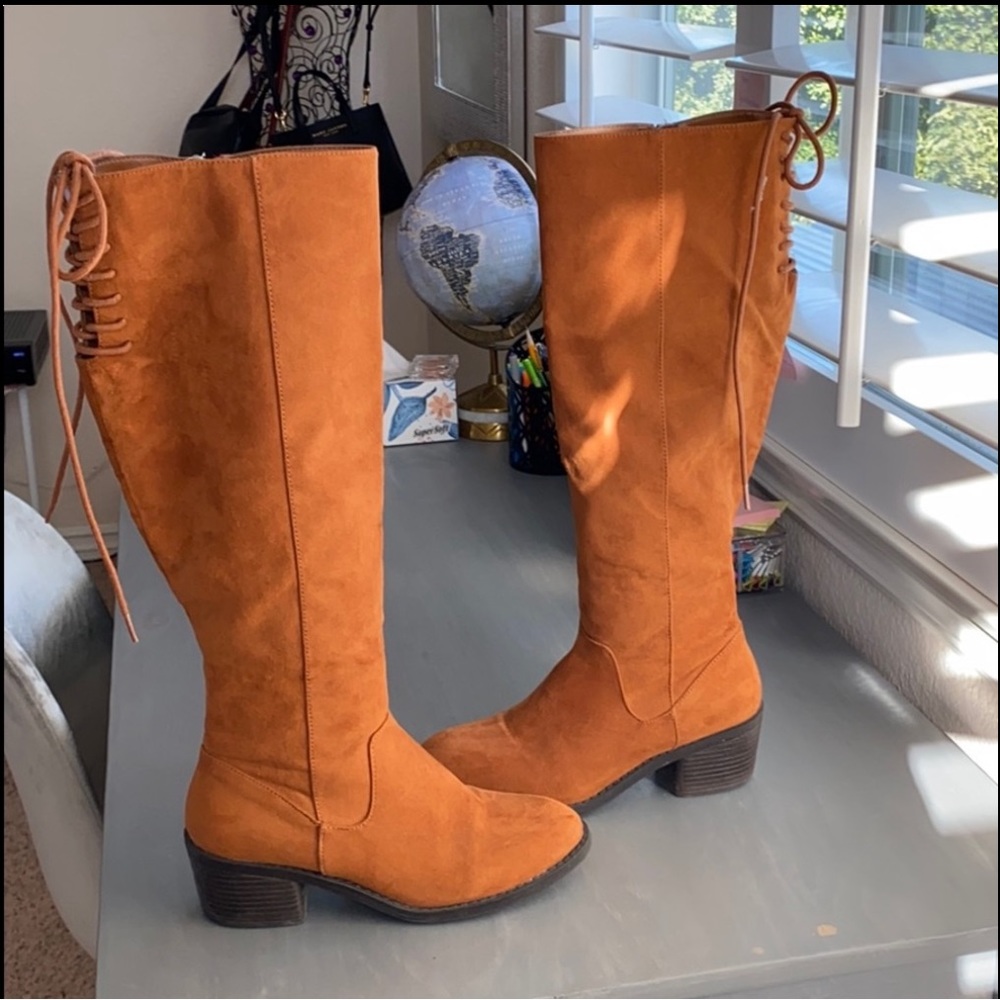Brown suede boots
